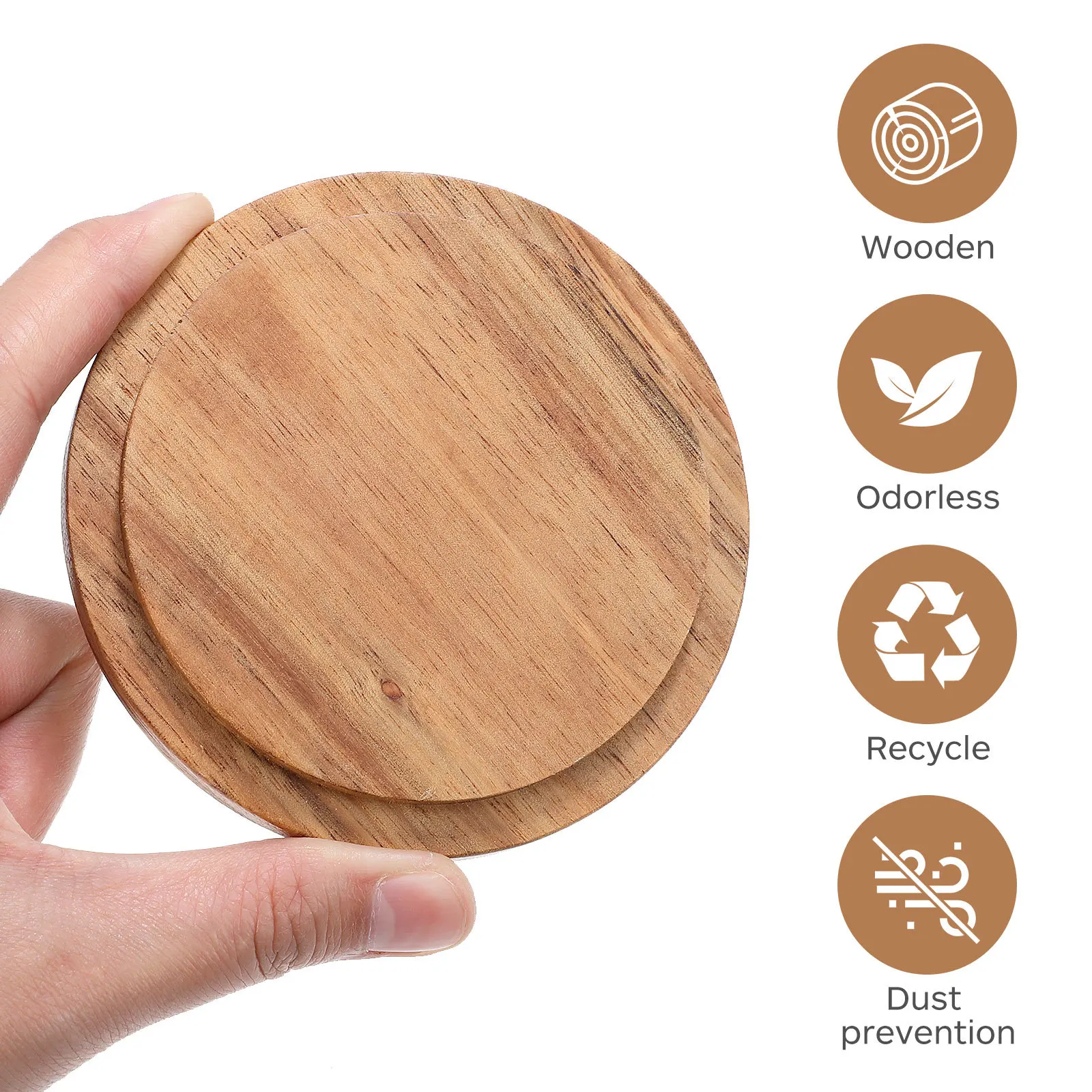 

4Pcs Wood Mug Covers Reusable Cup Lids for Coffee Tea Ceramic Cup Sealing Lid Coffee Mug Lid Lids for Cups Home Supplies