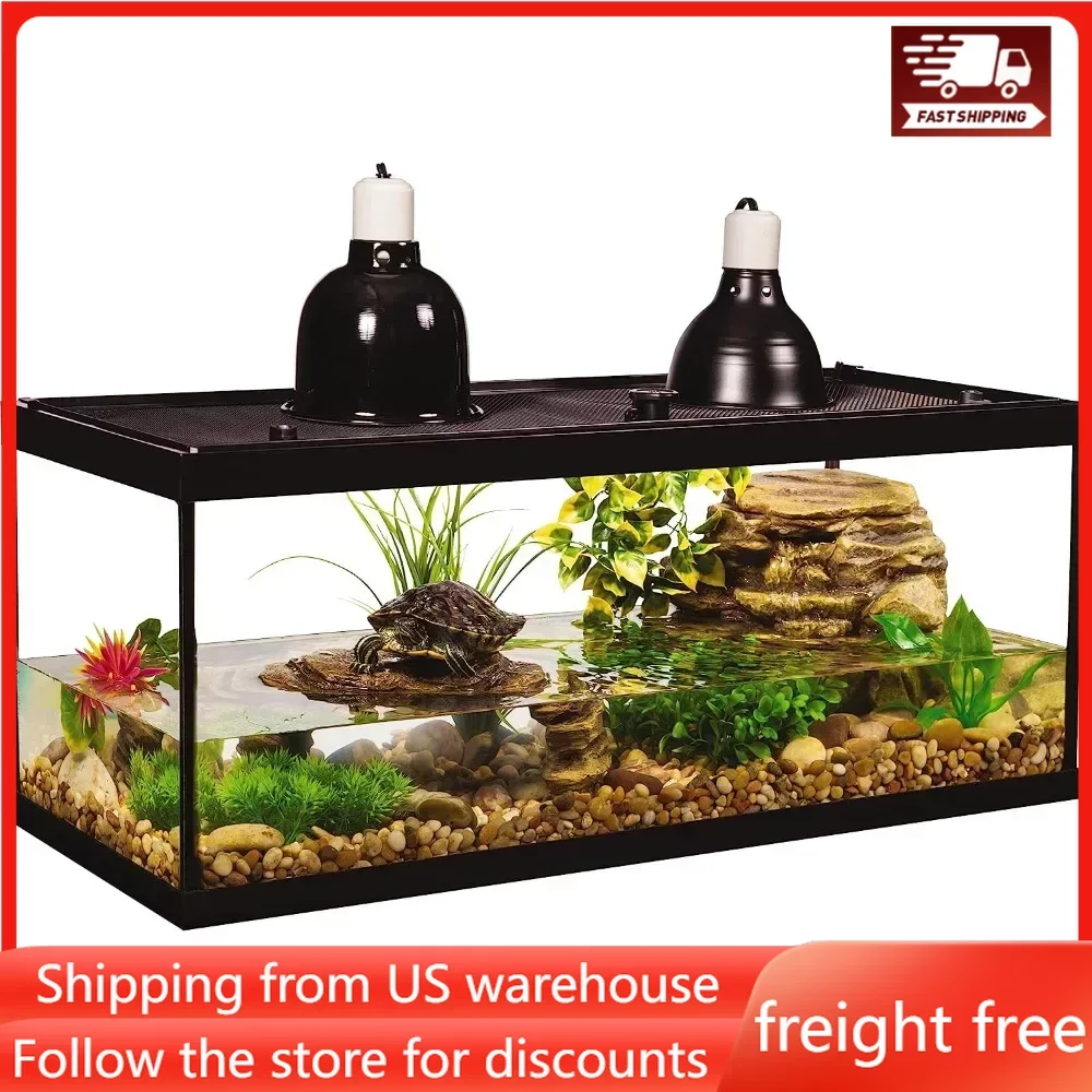 Glass Fish Aquarium Hatchery Aquatic Turtle Deluxe Kit 20 Gallons Aquarium with Filter and Heating Lamps Fishkeeping Pet Home