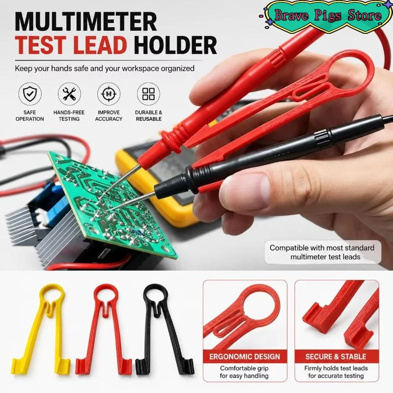 [HM]1/2Pcs Tester Probe Clamping Tool 10mm Dia Multi Meter Probe Holder Electrical Testing Power Supply Maintenance Accessories