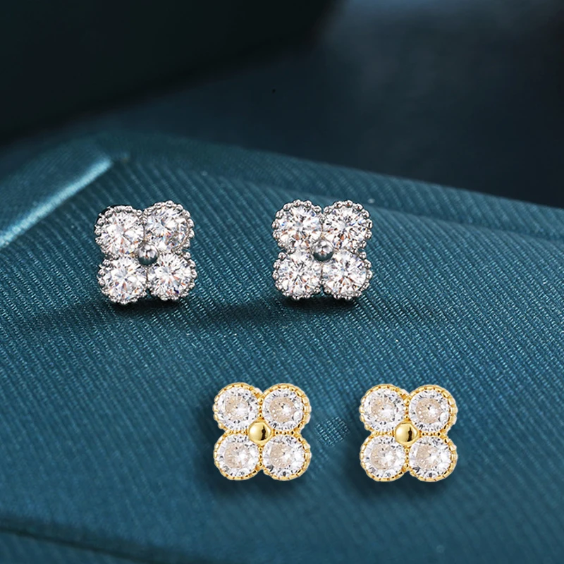 Women's 925 Silver Plated Clover Stud Earrings, Everyday Elegance