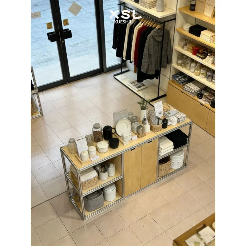 custom.Wooden Board Multi-layer Storage Cabinet with 3 Shelves Pre-Assembled Floor Mount Display Cabinet