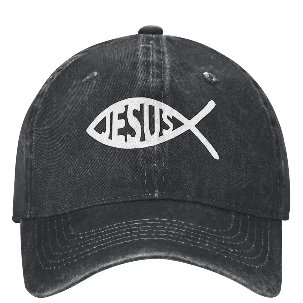 Cool Jesus Fish Ichthys Symbol Denim Baseball Cap Outdoor Sport Hip Hop Hats Summer Women Men Casual Sun Visors Baseball Caps