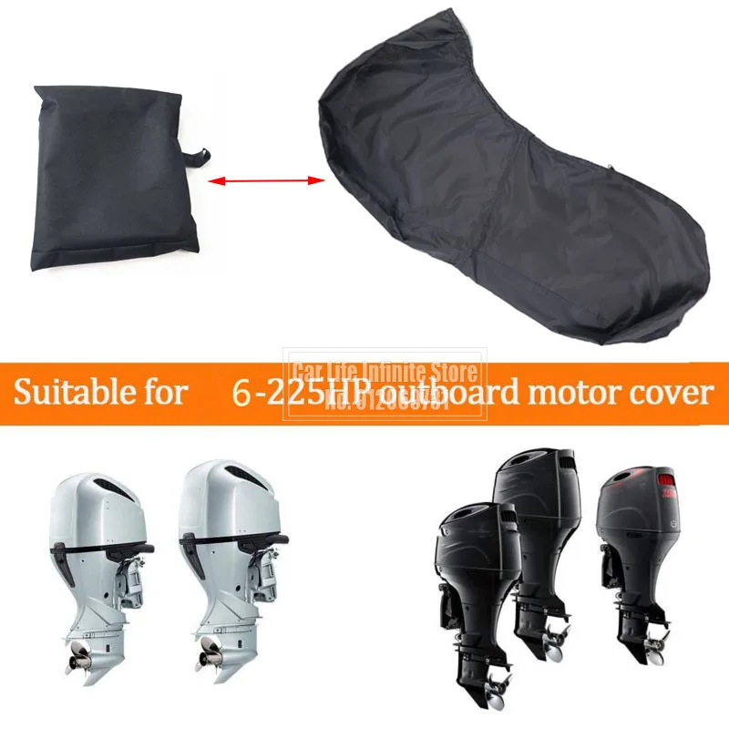 600D 6-225HP Full Outboard Motor Engine Boat Cover Black Waterproof Anti-scratch Heavy Duty Outboard Engine Protector