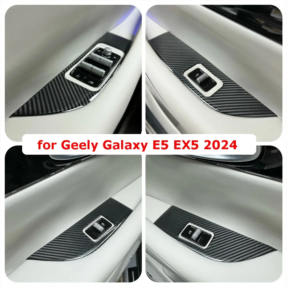 

For Geely Galaxy E5 EX5 4Pcs Car Window Control Lift Switchs Panel Cover Waterproof Scratch-resistant Protective Glue Stickers