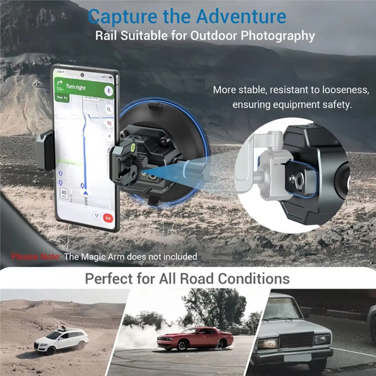 Promotion Car Suction Cup Bracket with Magic Hand for Live Streaming Desktop Multi-Functional Camera Stand Tripod Adapter