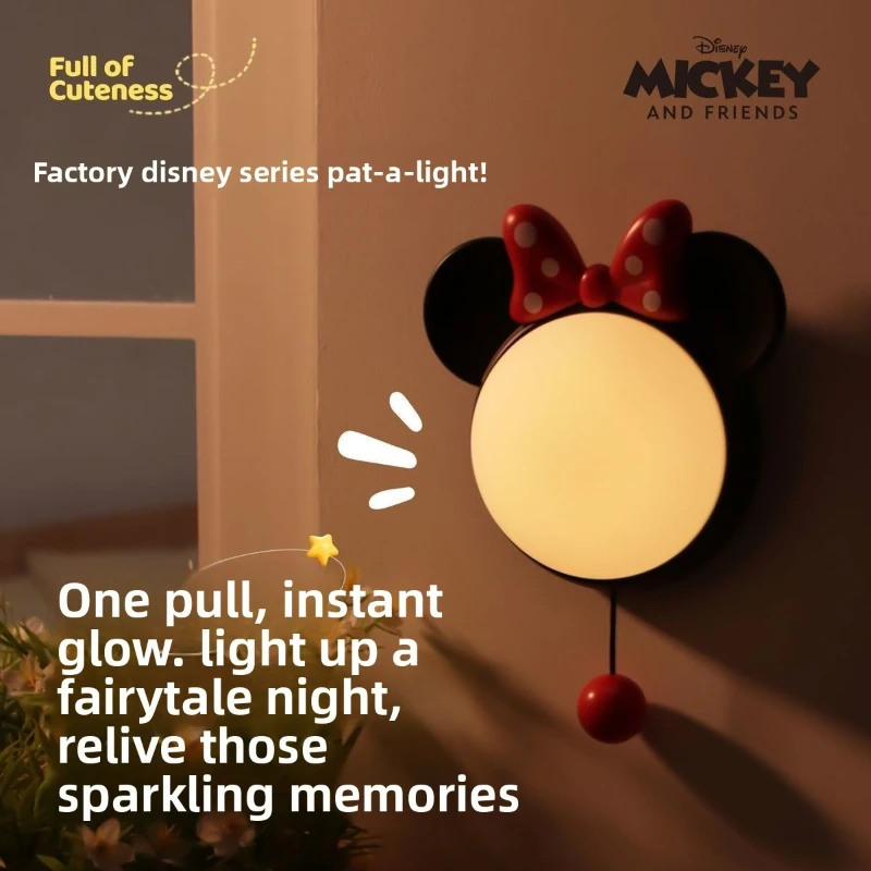 

Disney Minnie Cartoon Cute Drawstring Switch Night Light Creative Kawaii Student Bedroom Atmosphere Lamp Festival Gift Wholesale