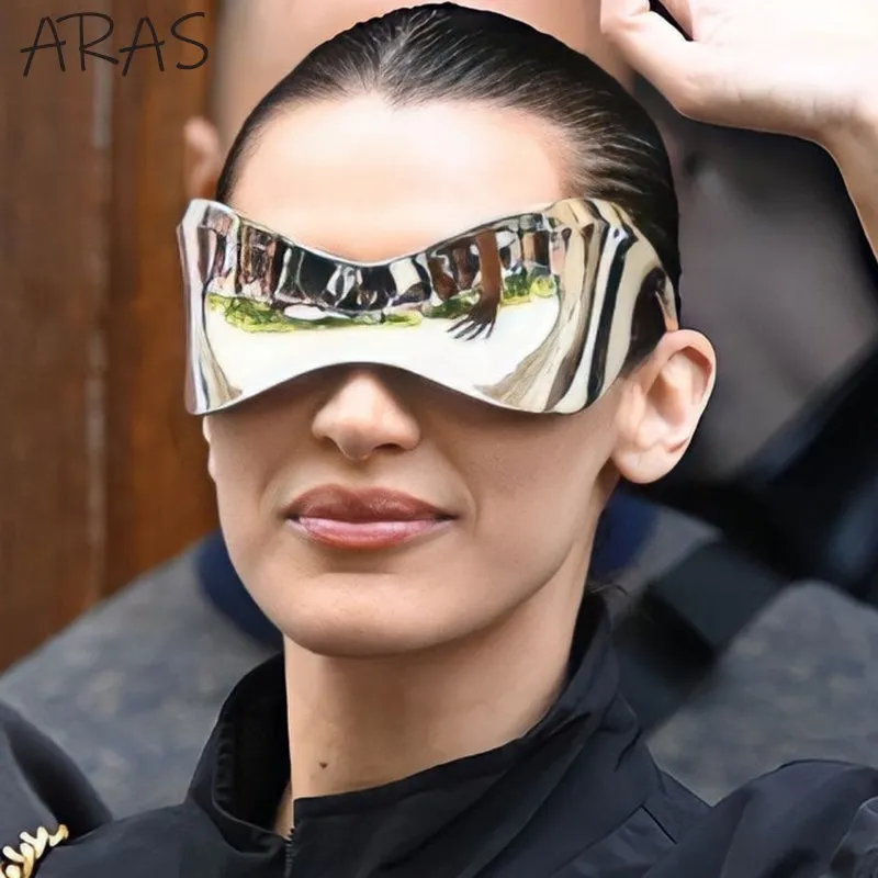 Óculos de sol oversized feminino masculino 2025 tendência produto marca de luxo designer punk uma peça óculos de sol retro y2k sem aro