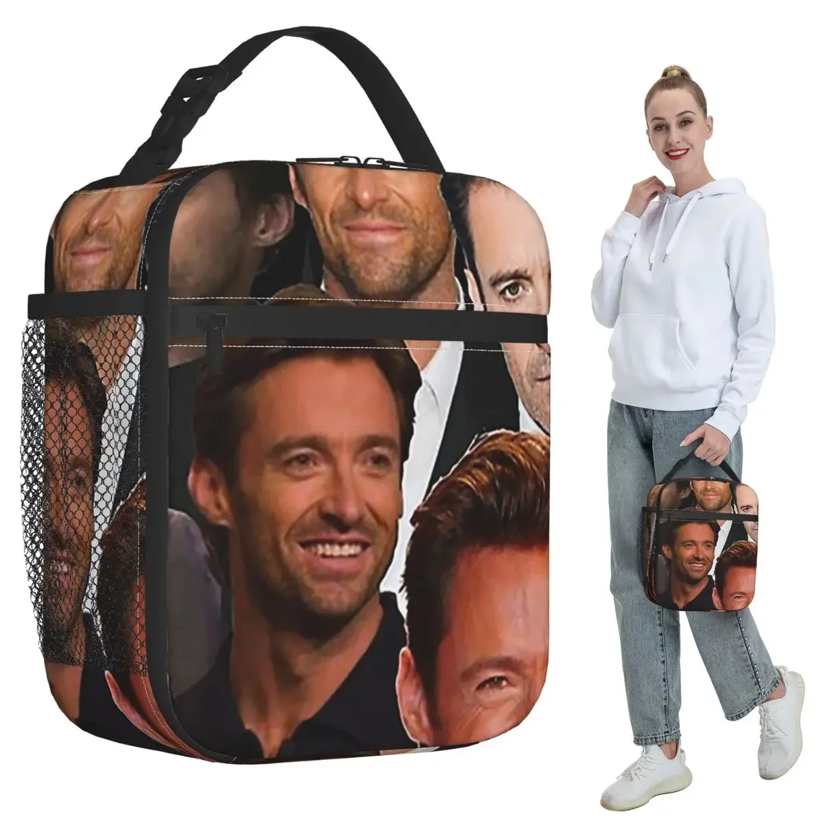 Hugh Jackman Photo Collage Insulated Lunch Bag for Kids School Cooler Thermal Food Box Tote Portable Lunch Boxes Container