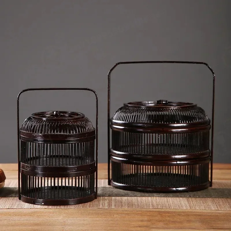 Handcrafted Bamboo Hand Basket Japanese Tea Set Storage Moon Cake & Fruit Tray for Tea Ceremony Stylish Organizer