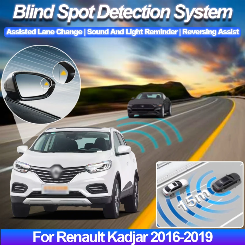 Car Rear Mirror Blind Spot Monitoring System BSD BSM Radar Parking Sensor Assist Lane Changing For Renault Kadjar 2016 to 2019