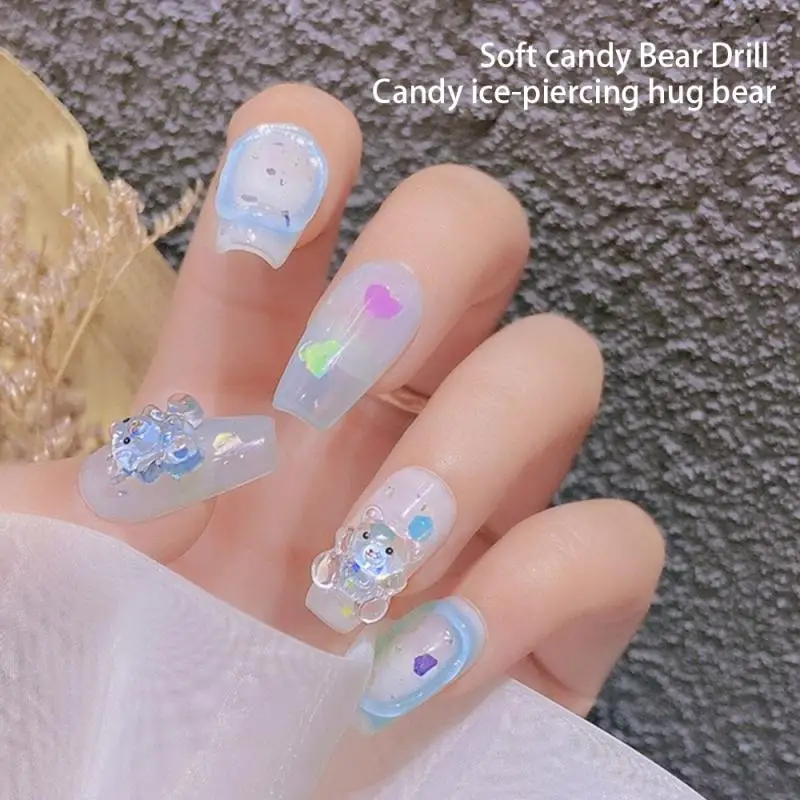 Natural Decoration Fine Lasting High Quality Natural Shiny Crystal Gel Bear Decoration Manicure Decoration Cartoon Bear