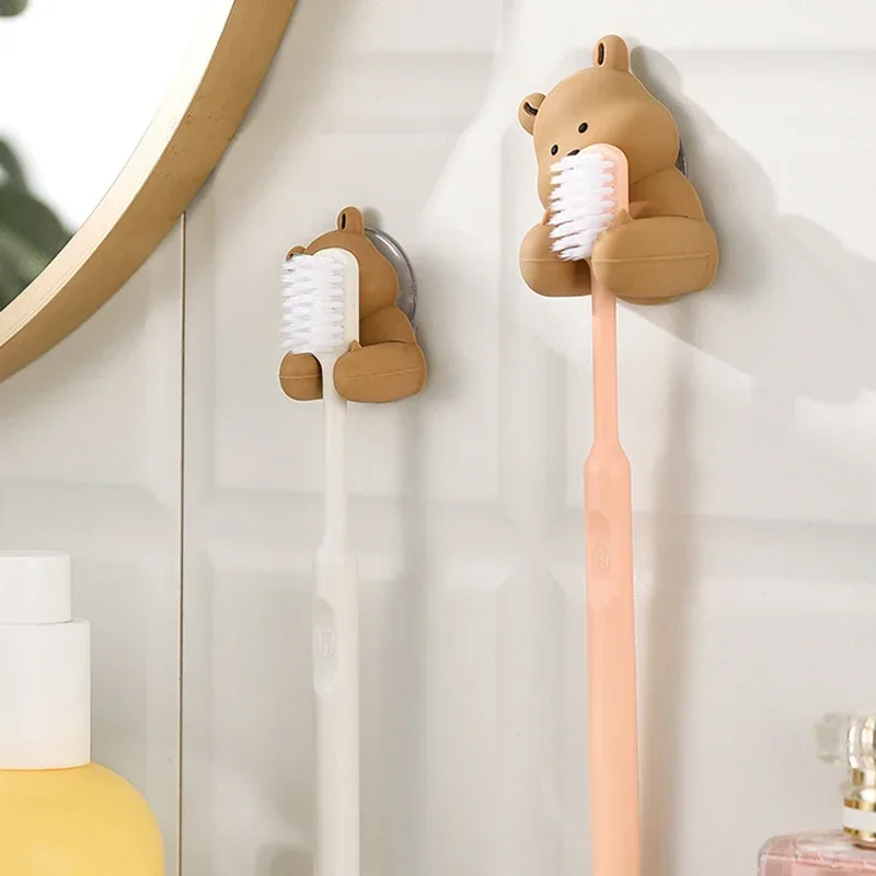 Cartoon Bunny Shape Toothbrush Holder Creative Wall-Mounted Traceless Hook Multi-functional Organizer Hook Bathroom Accessories