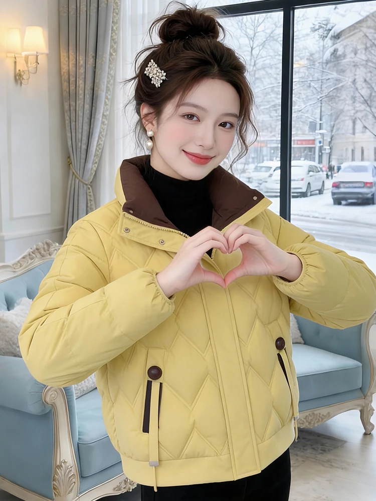 

Корейское повседневное хлопковое пальто для женщин, утепленное, свободного кроя, для зимы, с эффектом стройности, верхняя одежда