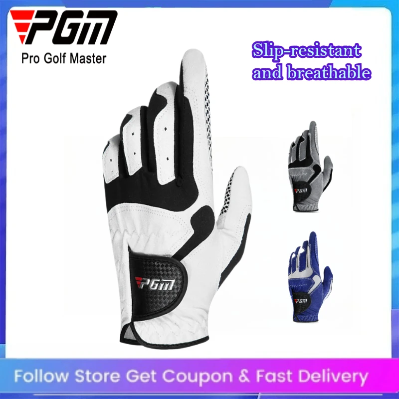 

PGM Men's Golf Glove Microfiber Cloth Anti-Slip Full Finger Sports Glove Single Piece