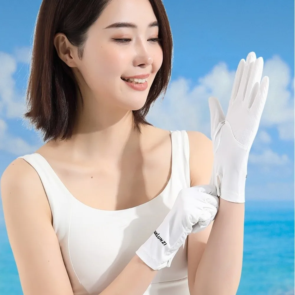 Новые перчатки из ледяного шелка с сенсорным экраном, анти-УФ-откидные перчатки для вождения с откидными пальцами, нескользящие высокоэластичные варежки для вождения для женщин и мужчин