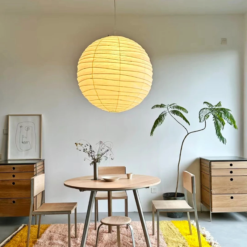Noguchi Rice Paper Pendant Light for Home Decor Minimalist Japanese Paper Hanging Lamps for Living Room Home Decor Hanging Light