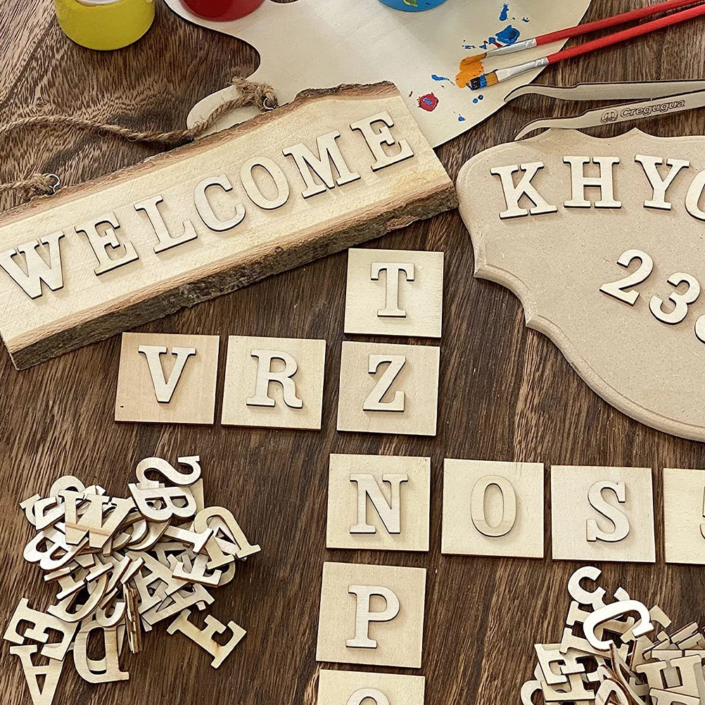 

104Pcs Wooden Letter Cutouts Blank Smooth Surface DIY Painting Chips for Crafts Letter Decor Wedding Birthday Wall Art
