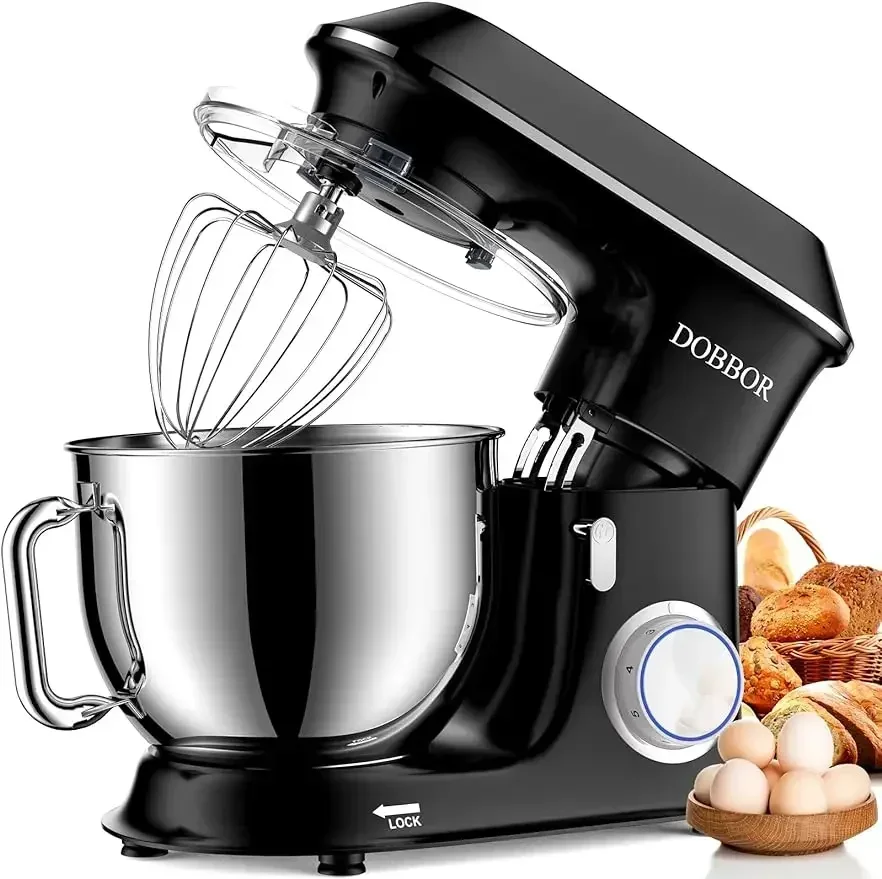 DOBBOR Electric Stand mixer, 9.5QT 660W 7 Speeds Tilt-Head Dough Mixers, Bread Mixer with Dough Hook, Whisk, Beater, Splash