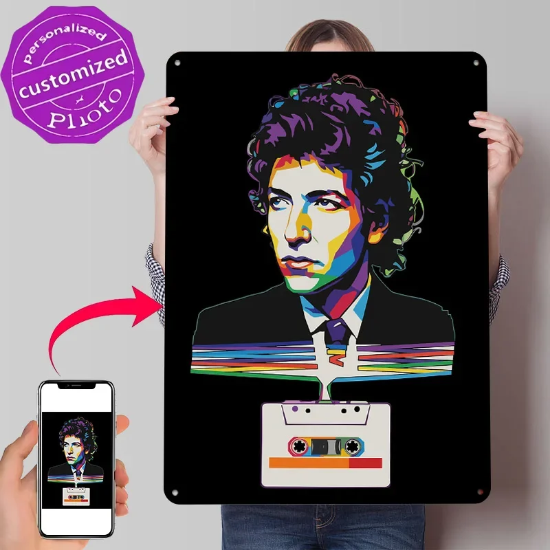 Bob Dylan Pop Art Cassette Personalized 3D Textured Metal Poster Wall Art Vintage Tin Signs for Home Decor Ornaments Wand Deko