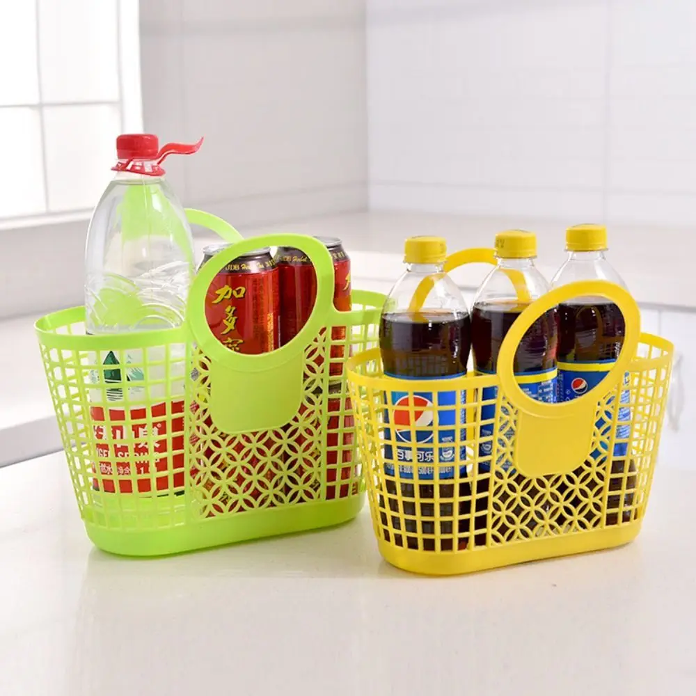 Hollow Plastic Shopping Baskets Kitchen Fruit Vegetable Storage Basket Portable Shower Bath Baskets Child Toys Snack Organizer