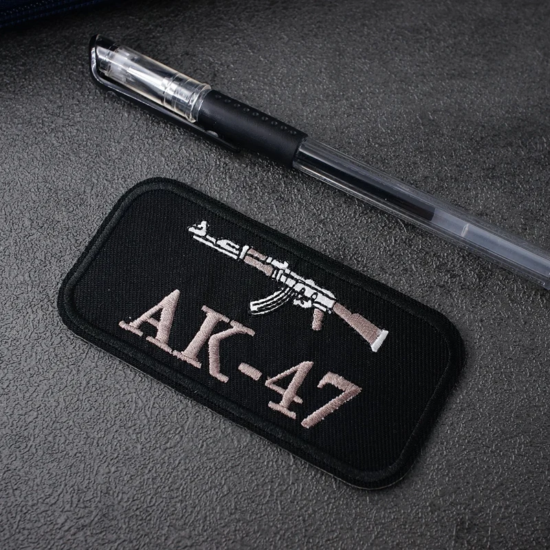 AK-47 Size:10x5.0cm Embroidery Patches For T-Shirt Iron On Stripes Appliques Clothes Stickers Sew On Badges