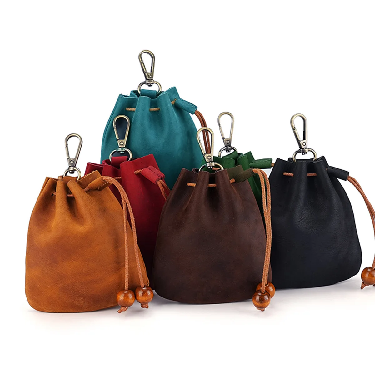 Multi Functional Genuine Leather Coin Purse Key Holder String Money Bag Retro Tobacco Waist Pouch Smoking Supplies