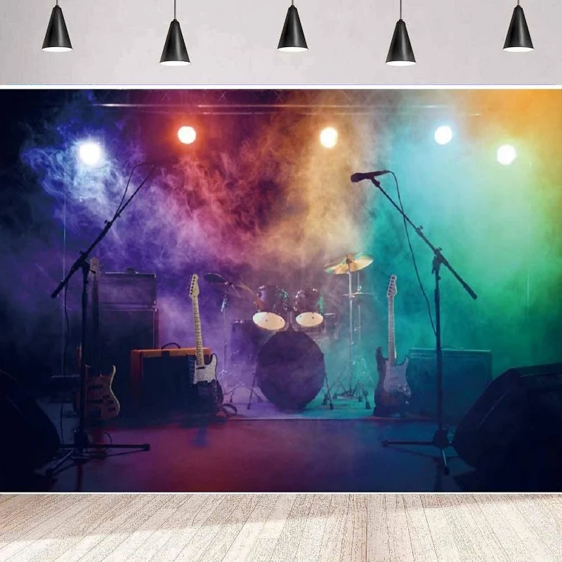 

Concert Stage Photography Backdrop Music Party Musical Band Live Shows Musicians Background Party Backdrop Wall Banner Poster