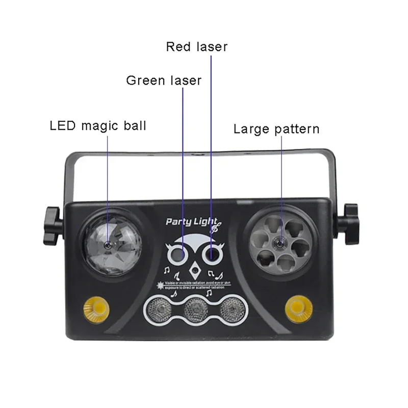 LED 5 في 1 ماجيك الكرة كشاف إضاءة للحفلات التحكم عن بعد ديسكو الكرة نمط العارض الصوت المنشط بار Dj عيد الميلاد الديكور