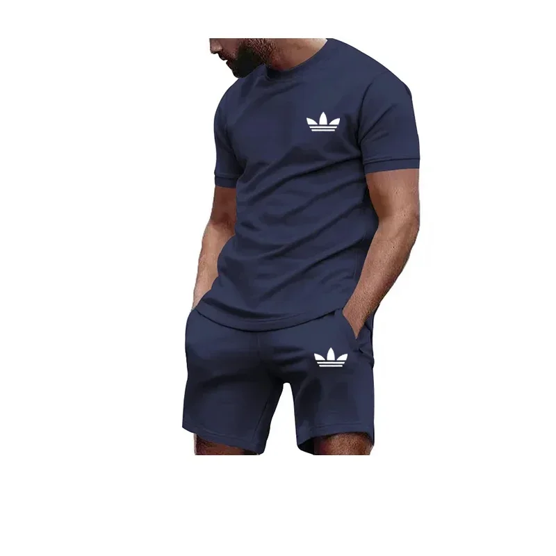 Sports fitness running casual quick drying short sleeve shorts set men 2025 summer sportswear men fashion two-piece set