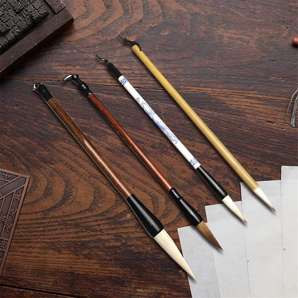 

【BRAND NEW】Chinese Calligraphy Brushes Set, 15Pcs Chinese Writing Brushes with Bamboo Pen Holder Japanese Painting Ink Brushes