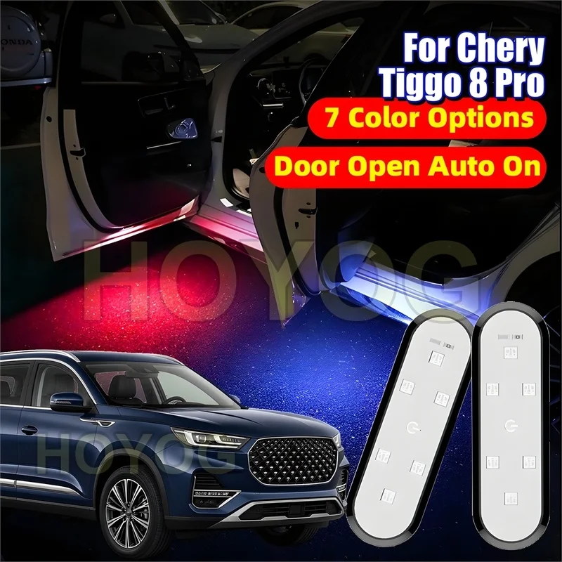 Fit for Chery Tiggo 8 Pro 2020-2026 USB Rechargeable LED Car Door Welcome Lamp featuring a Magnetic Sensor