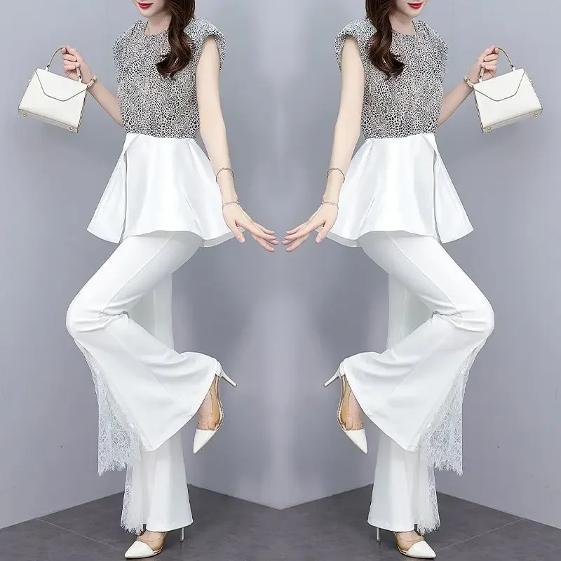 

Office Pant Sets for Women 2 Pieces Wear To Work Professional New in Matching Groups with Sleeve Y2k Streetwear Trousers Woman