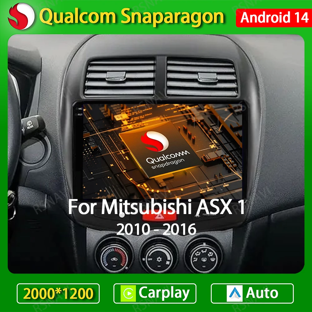 

Android 14, беспроводной Автомобильный плеер Carplay для Mitsubishi ASX 1 2010-2016, автомобильное радио, мультимедийный видеоплеер, навигация GPS, 4G, Wi-Fi, QLED