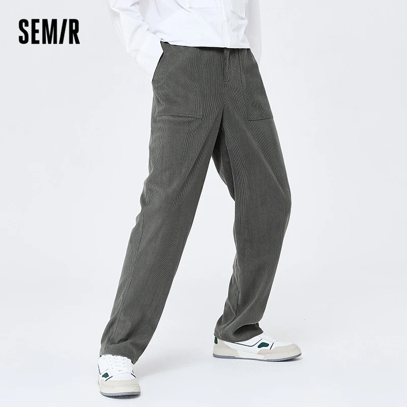 Semir Casual Pants Men Corduroy Winter Fashionable Texture Versatile New Large Pockets High-End Tapered Trousers