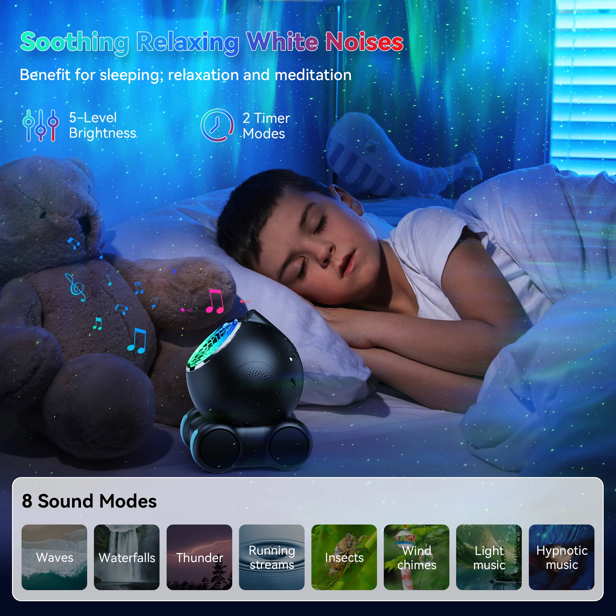Clearance Price 16 Projection Patterns Galaxy Star Projector Night Light Type C Powered With White Noise for Kids Bedroom