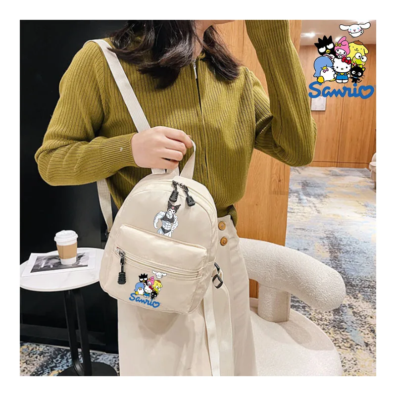 

Sanrioes Kuromi Melody Women Cute Backpack 2024 New Fashion College Style Mini Bag Anime Trendy Backpacks Commuting Simple Bags