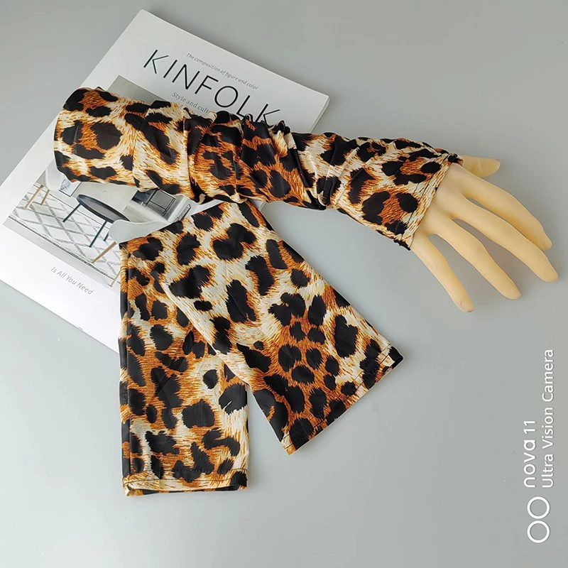 Mulheres Leopardo Fingerless Mesh Luvas, Mitten, Mitten, Sedosa, Suave, Renda, Manga de sol, Sexy, Casamento, Noiva, Festa, Dança, Ciclismo, Verão