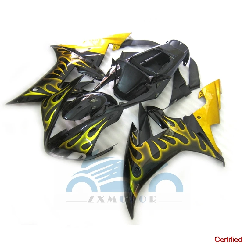 2002 2003 YZFR1 Motorcycle Fairing kit for YZFR1 YZF-R1 02 03 Yellow Flames 100% Fit ZXMT Sportbike Rebuildwork