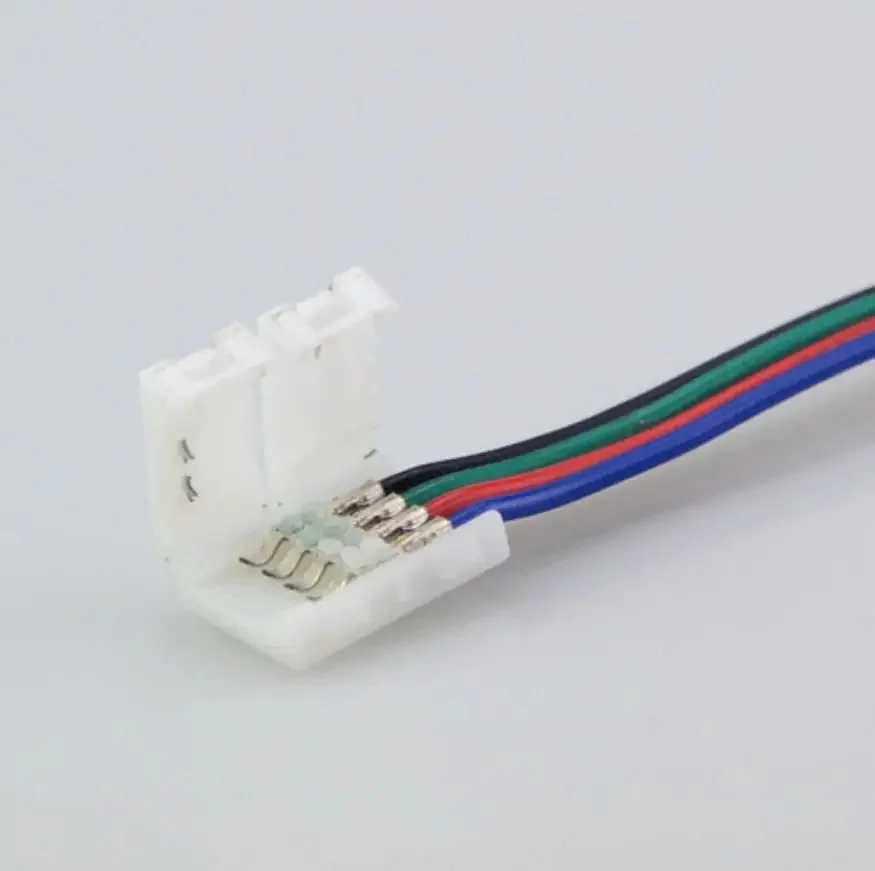 10pc 4pin RGB Light Strip Cable Transfer Board Connector With FREE 10 Male Pins LED Light Strip Link Lines