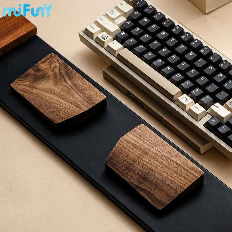 MiFuny Split Black Walnut Keyboard Hand Rest Original Wooden Wrist Rest Ergonomic for 65%75%80%keys Alice Mechanical Keyboards