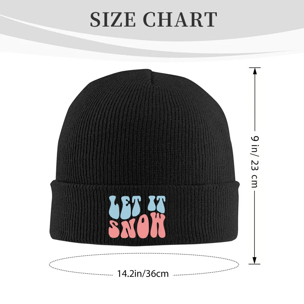 1pc Knitted Christmas Snowflake Beanie Hat White Winter Skull Cap with Black Lettering, Unisex for Soft Warm Holiday Accessory