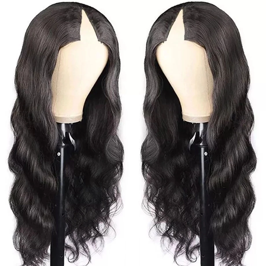 Long Body Wave V Part Syntheic Hair Glueless Heat Resistant Upgrade Wig V Part Wig 10-28 Inches for Women Daily Use