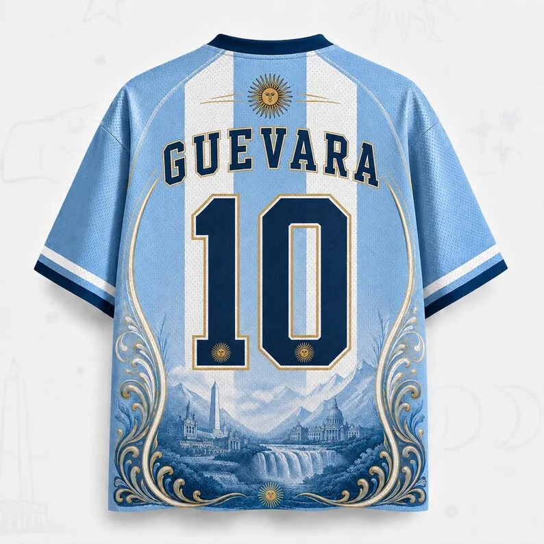 2026 Argentinische Fan-Trikots: Atmungsaktives V-Ausschnitt Mesh-Fußball-T-Shirt mit Aufdruck – Ein Must-have für Fans – Detail 4
