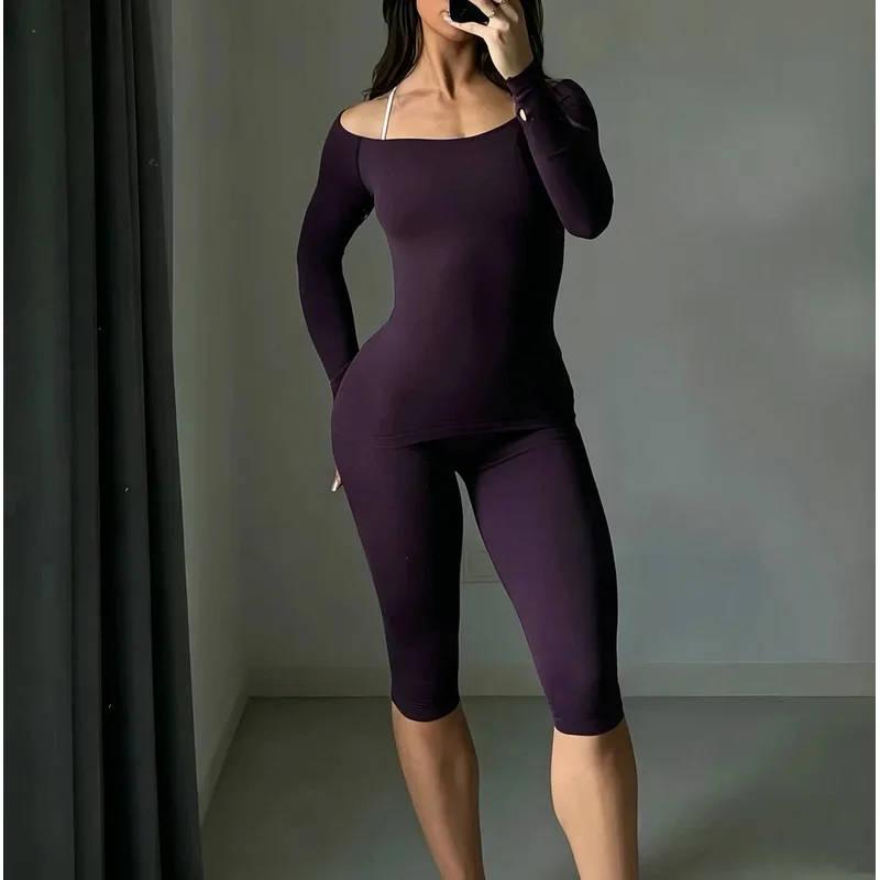 denyf new off shoulder long sleeve t shirt moisture wicking high elastic quick dry outdoor running fitness yoga wear for female