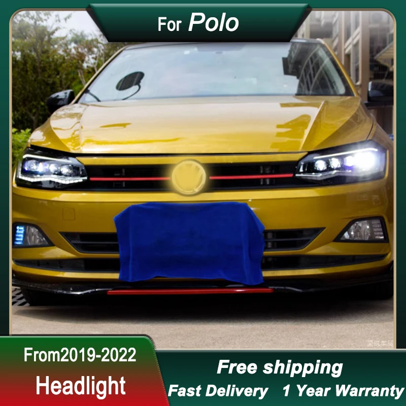 Faros delanteros Led para coche VW Polo plus 2019-2022, estilo de cristal, luz trasera completa, lámpara de cabeza DRL, montaje de luz delantera