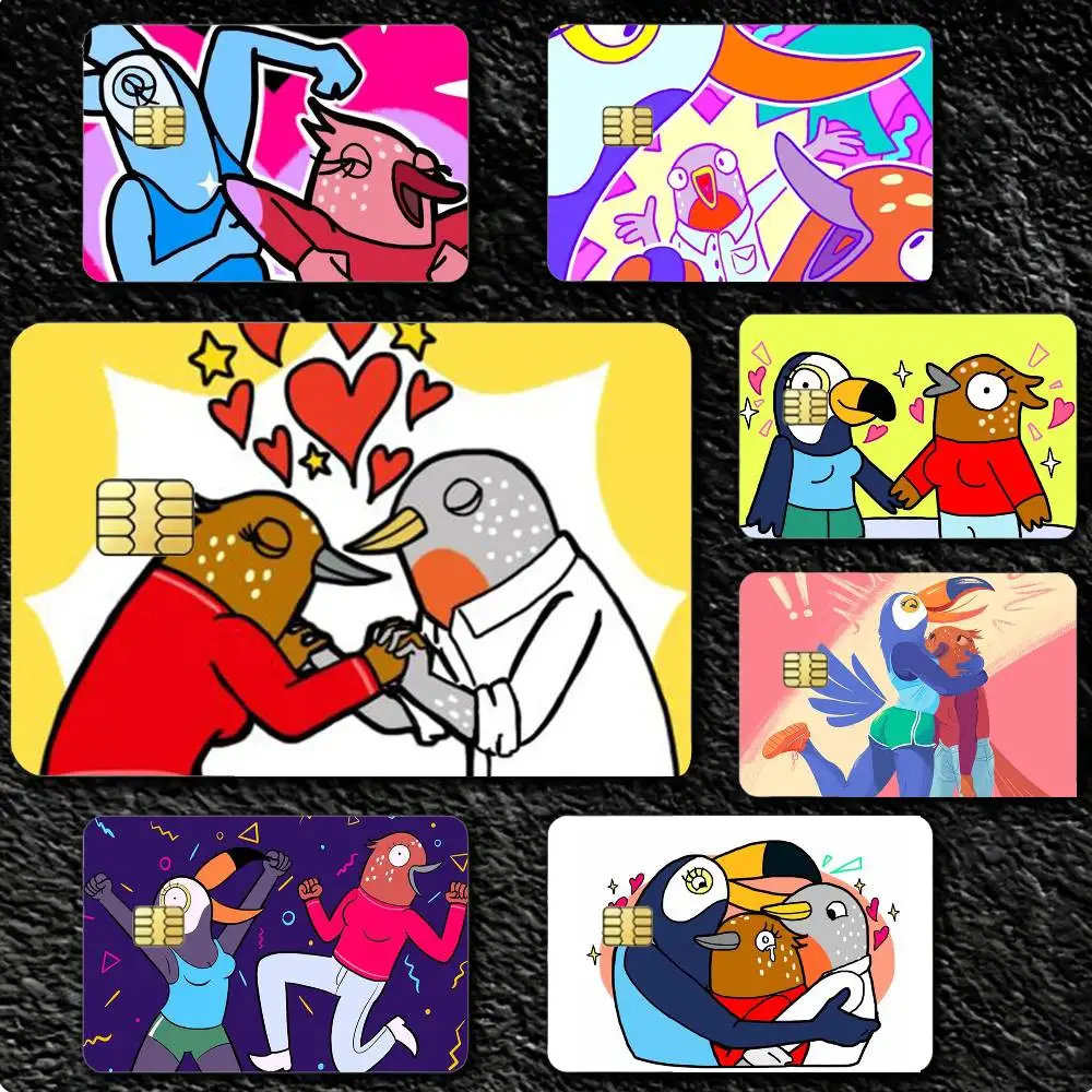 Pegatinas de tarjetas de la comedia animada Tuca y B-Bertie, 4 unidades, 1 juego, pequeñas, impermeables, con chip, 4 pegatinas de tarjeta, antiarañazos