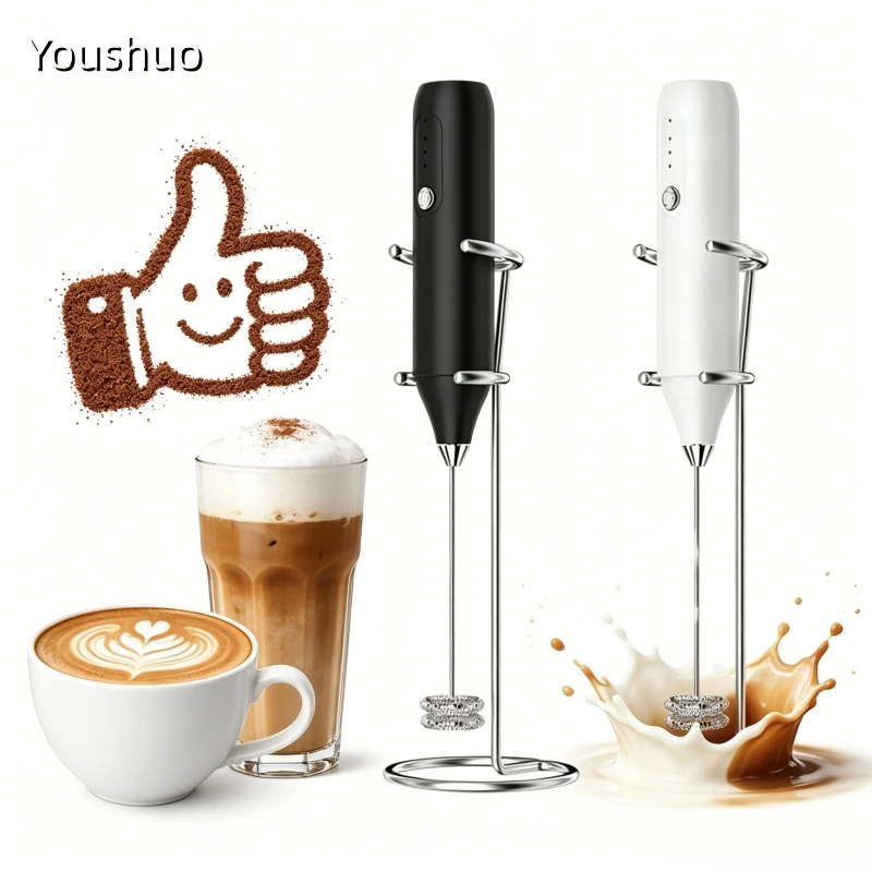 Rechargeable Milk Frother Electric Handheld Blender Mini Coffee Maker Whisk Mixer For Coffee Cappuccino Cream