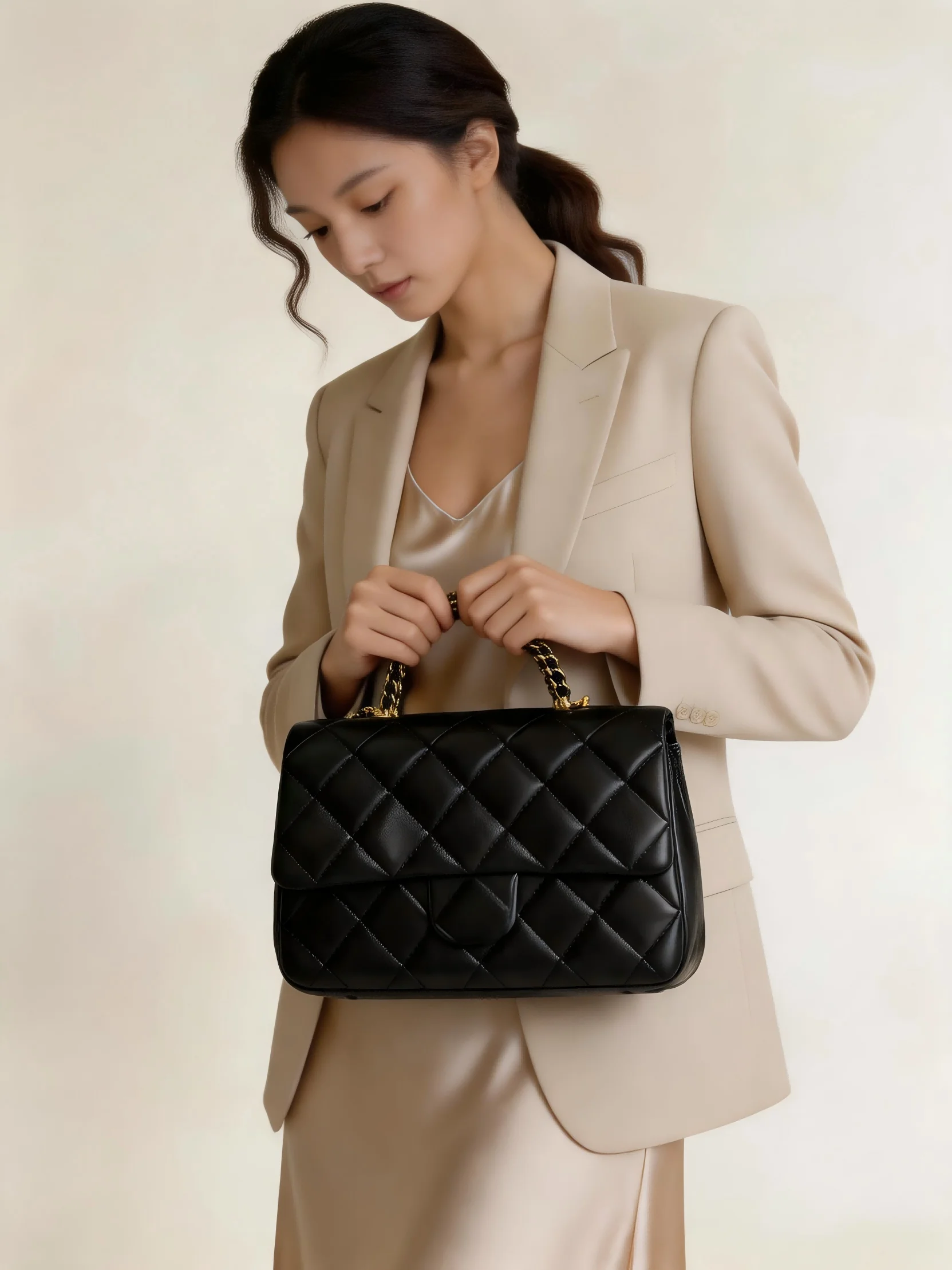 

Fashion Women Real Leather Handbag High Grade Cowhide Luxury Top Handle Bag Female Office Commuter Tote Bag
