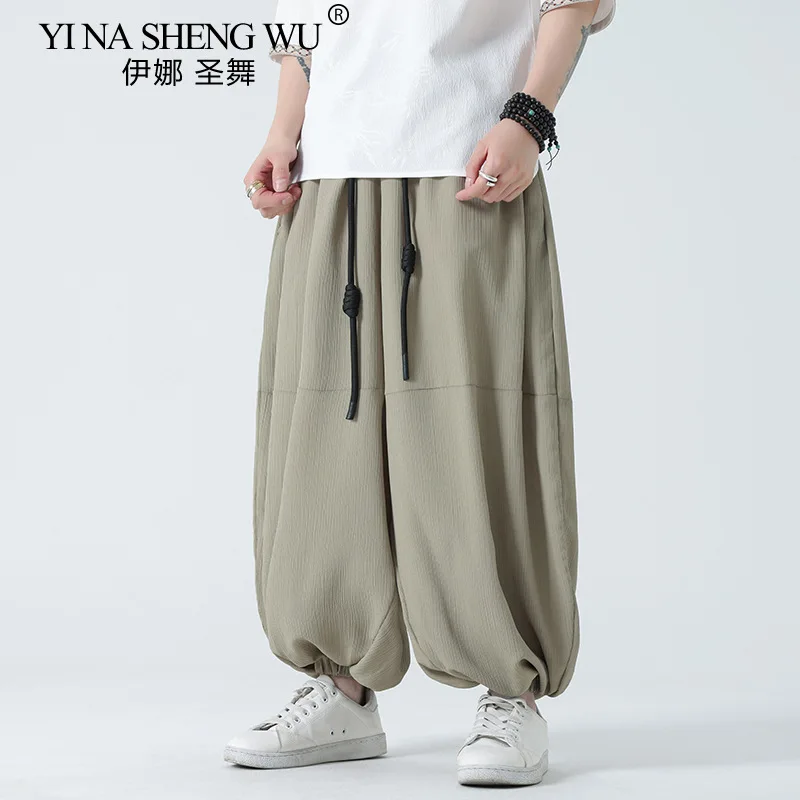 

New Oversize 5XL Men Loose Harem Pants Spring Fall Cotton Linen Overweight Sweatpants High Quality Casual Brand Trousers Male