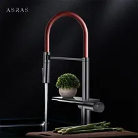 ASRAS Flying Rain Waterfall Faucet Hot And Cold Water Kitchen Faucet Single Handle Switch Pull Out 360 Degree Kitchen Mixer Tap